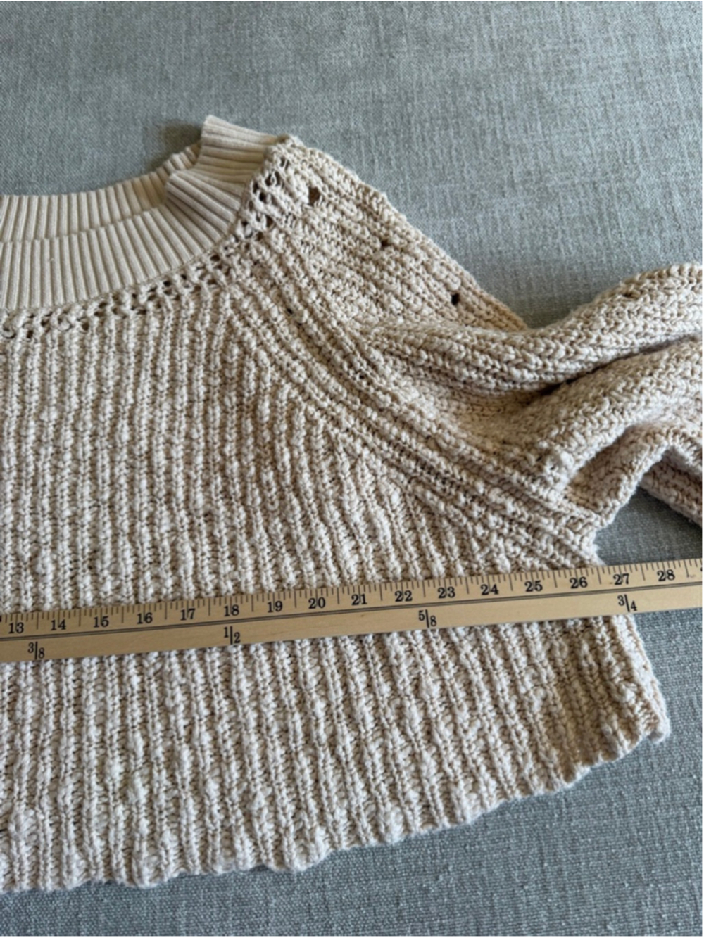 Free People Pandora Boatneck Sweater ivory chunky knit cropped women’s medium - Picture 7 of 10